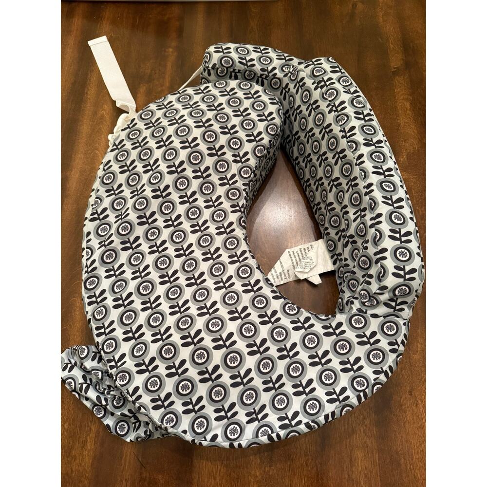 Unbranded Gray and White Floral-Pattern Nursing Pillow